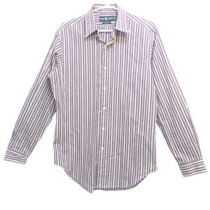 Polo Ralph Lauren Mens Classic Fit Striped Button Down Shirt Purple Green Size S